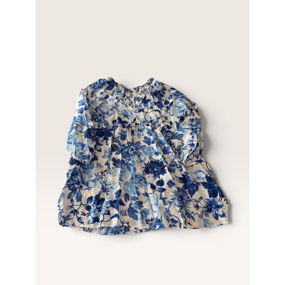 HM Blue White Floral Dress XL Plus Size Flowy